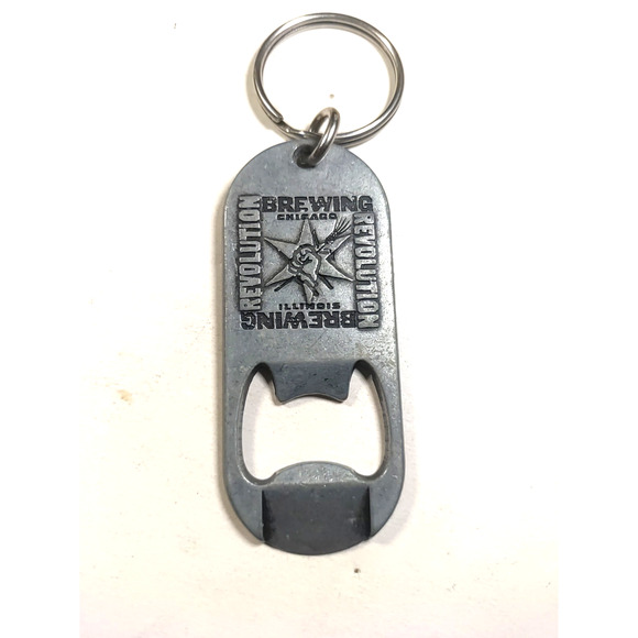 Revolution Brewing Chicago Illinois Keychain Bottle Opener Pewter USA - Picture 2 of 6